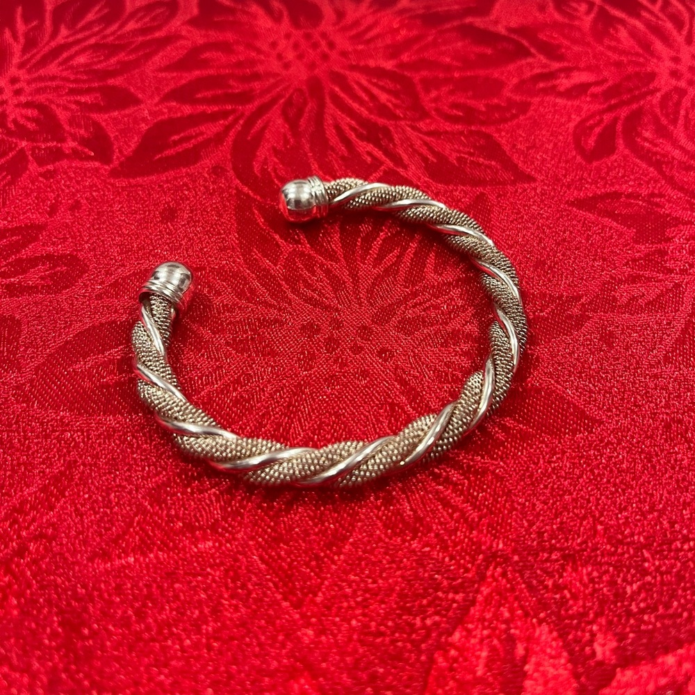 Sterling silver twisted cuff bracelet